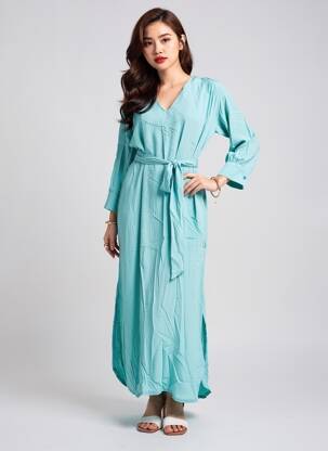 Robe longue manches longues manches longues bleu SEVENTY femme
