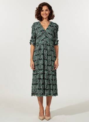 Robe longue imprimé fantaisie manches courtes vert BA&SH femme