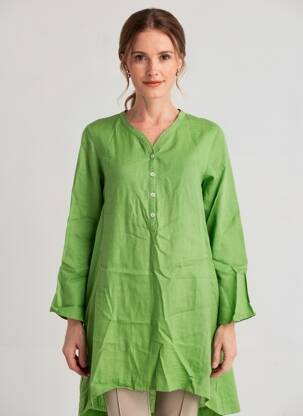 Tunique manches longues poignets évasés vert HARIS COTTON femme