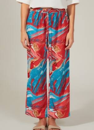 Pantalon droit taille élastique rouge YYDS (YOUR YOUTHFUL DRESS STYLE) femme