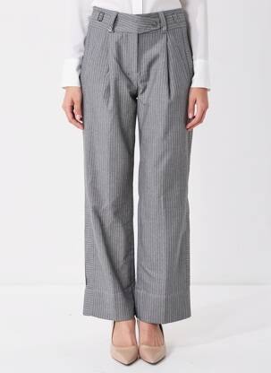 Pantalon droit fermeture zippée sous rabat boutonné gris SKATÏE femme