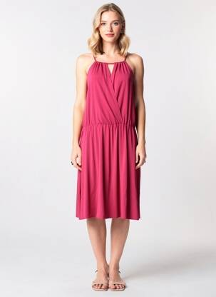 Robe mi-longue sans manche sans manche rose NATURANA femme