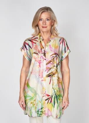 Chemise de nuit fermeture boutonnée sur le devant jaune LE CHAT femme