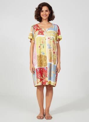Chemise de nuit imprimé fantaisie jaune LE CHAT femme