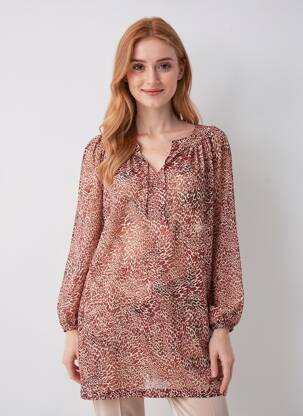 Chemise de nuit manches longues marron LE CHAT femme