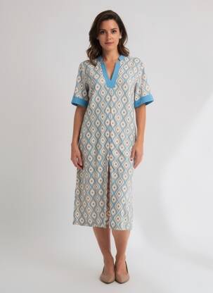 Chemise de nuit col v bleu LOHE femme