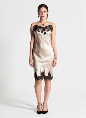 Nuisette/combinette effet matière satinée beige MARJOLAINE femme