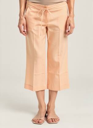 Pantalon 7/8 fermeture zippée sous rabat boutonné orange BIANCA femme