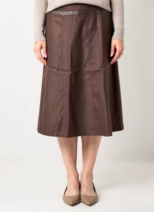 Jupe mi-longue fermeture zip latéral marron WEINBERG femme