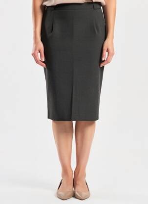 Jupe mi-longue coupe droite gris EUGEN KLEIN femme