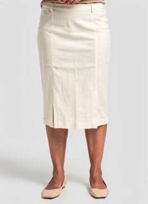 Jupe mi-longue coupe droite beige CHRISTIAN MARRY femme