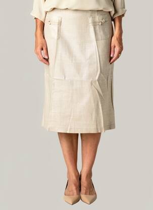 Jupe mi-longue coupe droite beige EUGEN KLEIN femme
