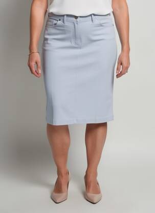 Jupe mi-longue coupe droite bleu CHRISTIAN MARRY femme