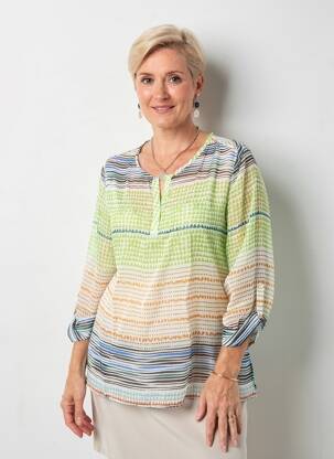 Blouse légère et transparente manches longues vert THALASSA femme