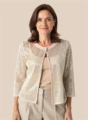Veste casual col rond beige EUGEN KLEIN femme