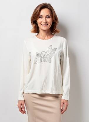 Top tissage jersey manches longues beige EUGEN KLEIN femme
