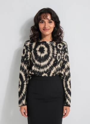 Pull coupe cintrée manches longues noir MADE IN ITALY femme