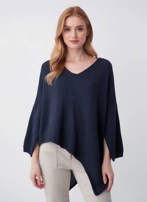 Pull col v manches longues bleu MADE IN ITALY femme