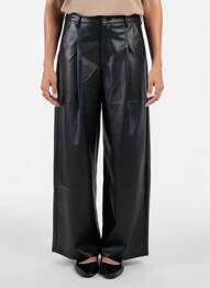 Pantalon large fermeture zippée sous rabat boutonné taille normale noir LAULIA femme