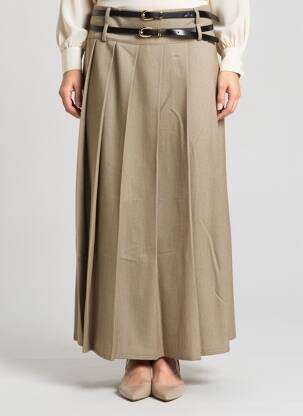 Jupe longue coupe droite beige MADE IN ITALY femme