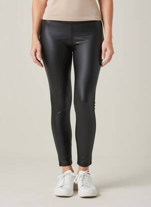 Legging tissage simili-cuir taille normale noir MADE IN ITALY femme