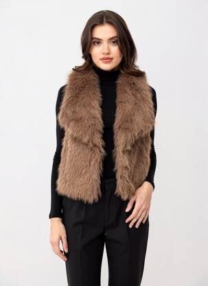 Gilet sans manche doublure marron MADE IN ITALY femme