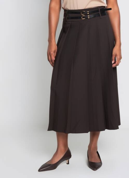 Jupe longue coupe droite marron MADE IN ITALY femme