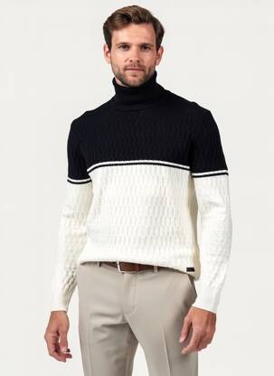 Pull col roulé coupe cintrée manches longues noir KARL LAGERFELD homme