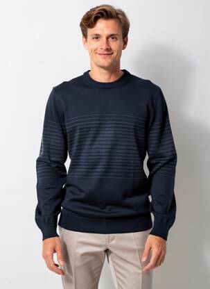 Pull col rond manches longues bleu HECHTER STUDIO homme