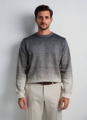 Pull col rond manches longues gris HECHTER STUDIO homme