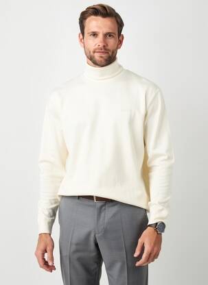 Pull col roulé manches longues manches longues beige HECHTER STUDIO homme