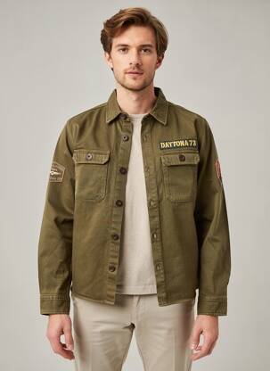 Veste casual fermeture boutonnée sur le devant vert DAYTONA homme