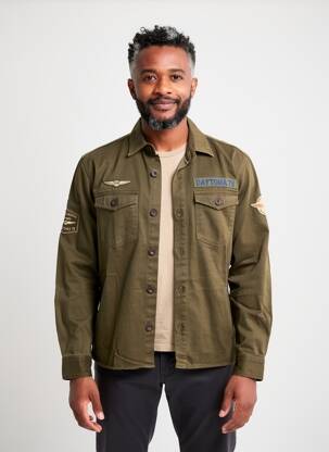 Veste casual fermeture boutonnée sur le devant vert DAYTONA homme