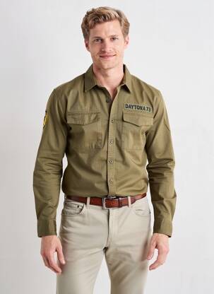 Chemise manches longues poches vert DAYTONA homme
