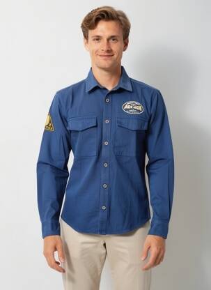 Chemise manches longues poches bleu DAYTONA homme