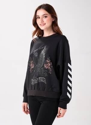 Sweat-shirt stretch manches longues noir ROSE GARDEN femme
