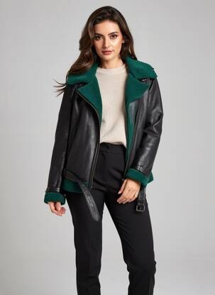 Blouson effet matière satinée noir ROSE GARDEN femme
