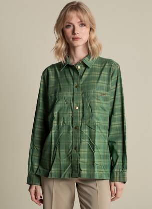 Chemisier imprimé fantaisie manches longues vert ROSE GARDEN femme