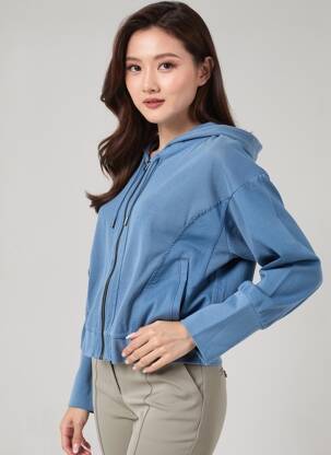 Veste casual col rond bleu ROSE GARDEN femme