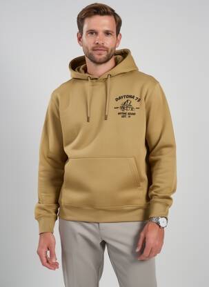 Sweat-shirt à capuche poches manches longues marron DAYTONA homme