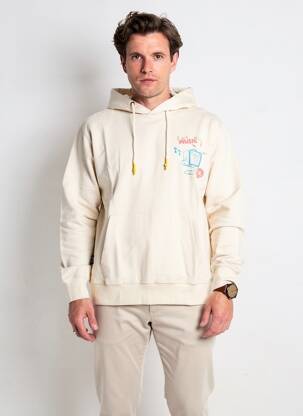 Sweat-shirt à capuche tissage jersey manches longues beige DAYTONA homme