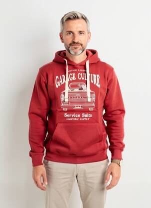 Sweat-shirt à capuche tissage jersey manches longues rouge DAYTONA homme