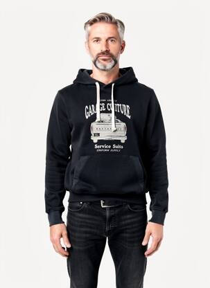 Sweat-shirt à capuche tissage jersey manches longues noir DAYTONA homme