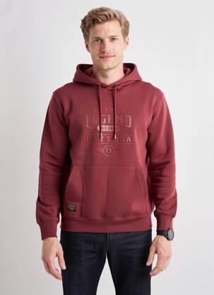 Sweat-shirt à capuche finition bords-côtes manches longues rouge DAYTONA homme