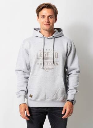 Sweat-shirt à capuche finition bords-côtes manches longues gris DAYTONA homme