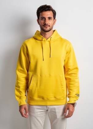 Sweat-shirt à capuche poches manches longues jaune DAYTONA homme