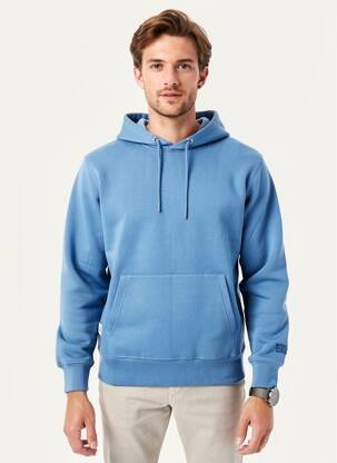 Sweat-shirt à capuche poches manches longues bleu DAYTONA homme