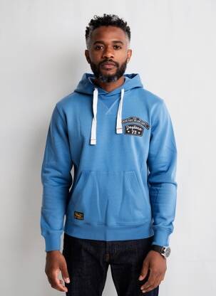Sweat-shirt à capuche broderie manches longues bleu DAYTONA homme