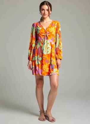 Robe courte manches longues manches longues orange LPB femme