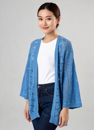 Gilet manches longues manches 3/4 bleu LOLA ESPELETA femme